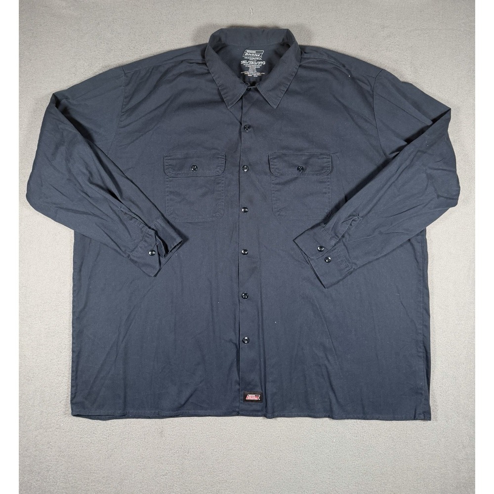Genuine Dickies Mens 3XL Dark Navy Long Sleeve Work Shirt TempControl GL570DN